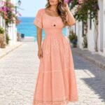 Vestido Largo Salmon Manga Tabita