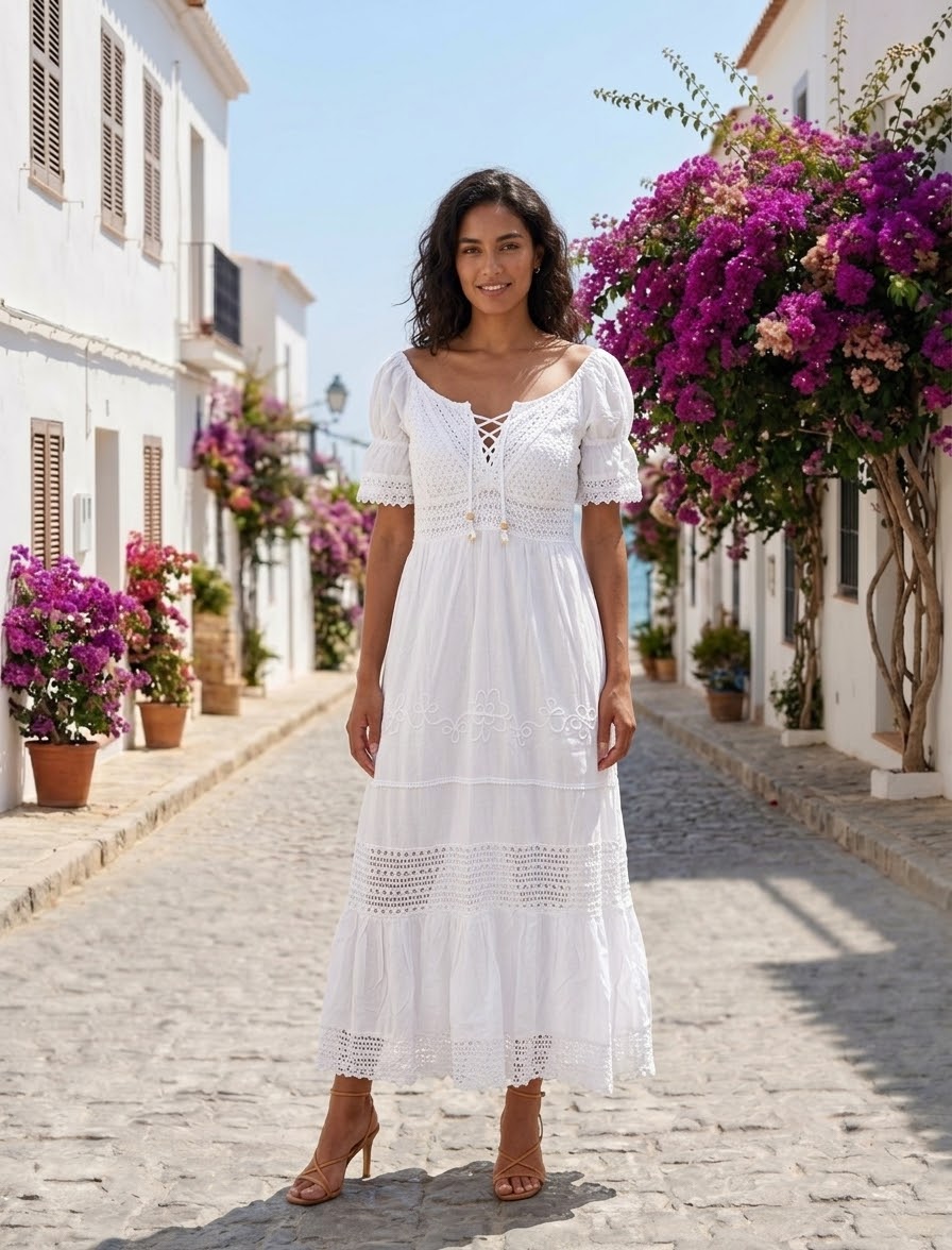 MANGA Vestido Blanco Largo Manga Tabita R.5836 - Image 1